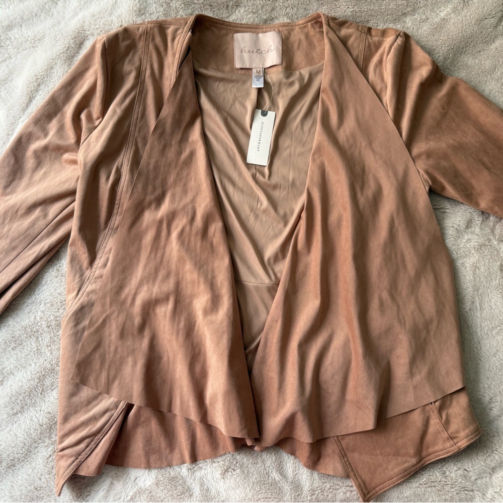 NWT Anthropologie Hutch Vegan Suede Jacket Blush Neutral Size M - Picture 5 of 11